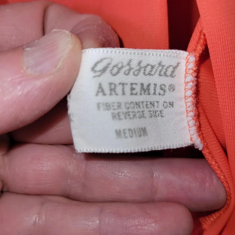 Nylon Robe Satin Trim‎ M Orange 3/4 Sleeve Gossard Artemis Button Front Vintage